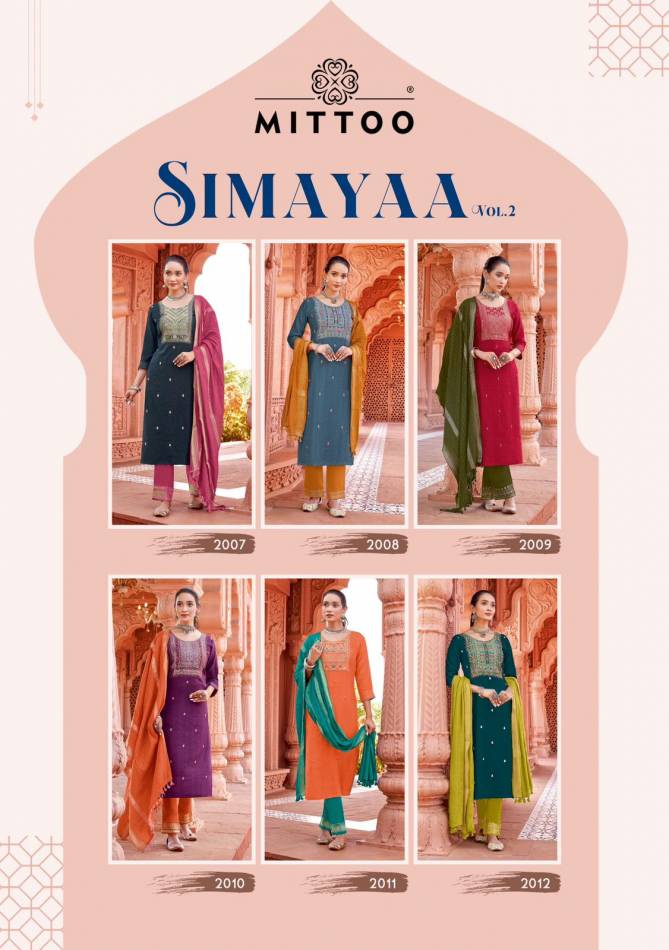 Simayaa Vol 2 By Mittoo Viscose Kurti With Bottom Dupatta Wholesale Price In Surat
